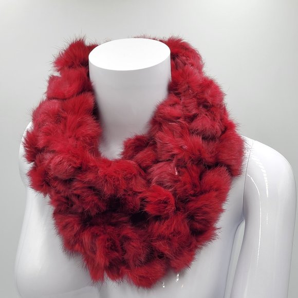 Cejon Accessories - Cejon Rabbit Fur Pom-Pom Scarf - NWT